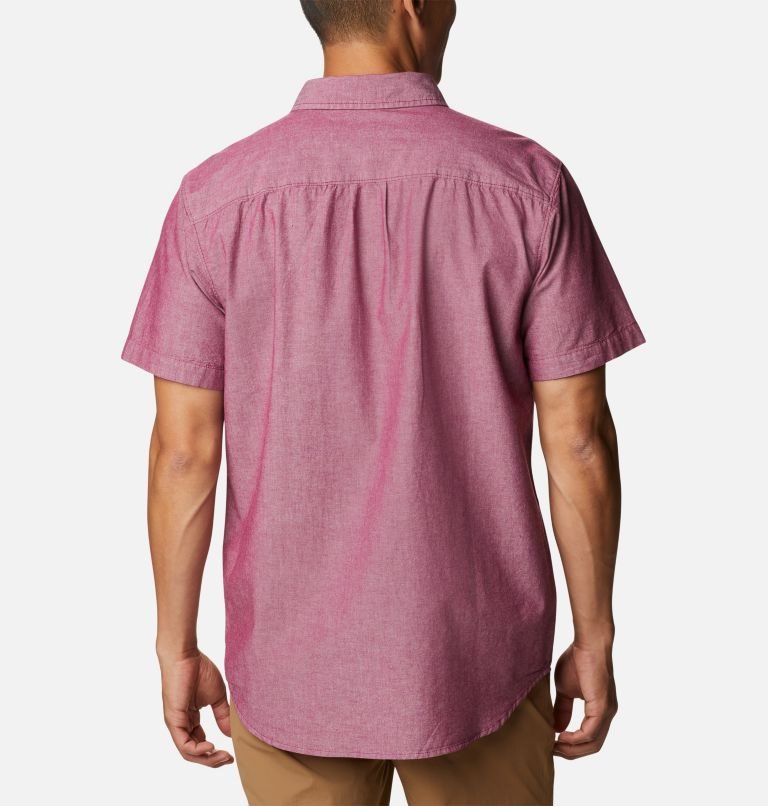 Men's Columbia Scenic Ridge Woven Short Sleeve Shirts Fuchsia | CA-X564A