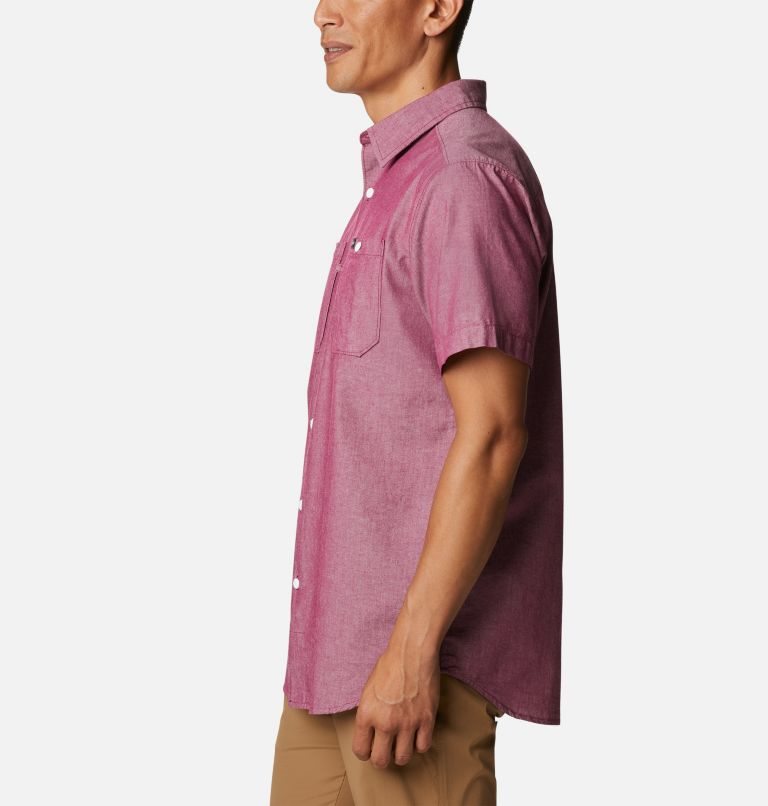 Men's Columbia Scenic Ridge Woven Short Sleeve Shirts Fuchsia | CA-X564A