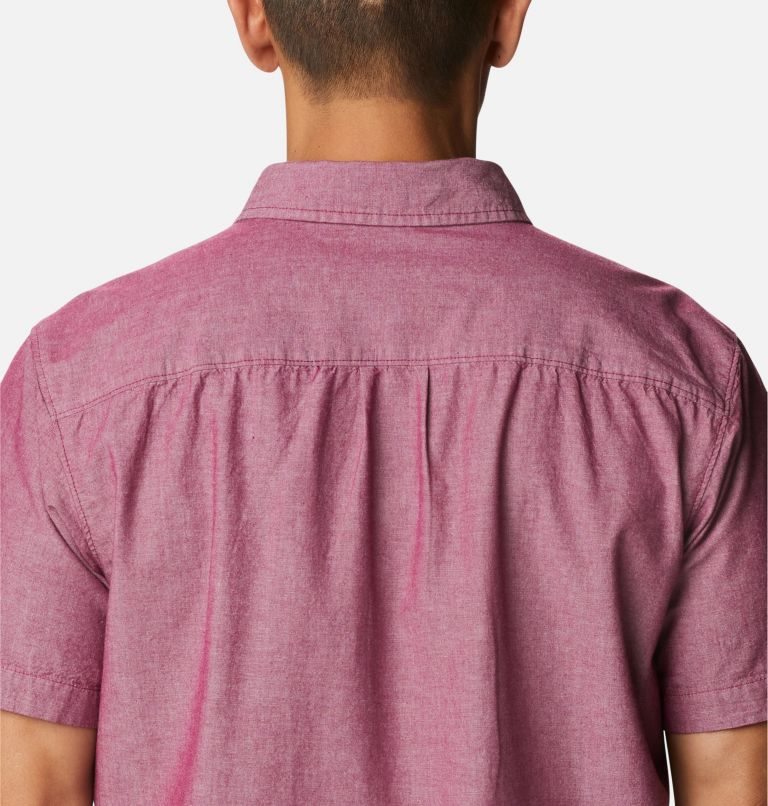 Men's Columbia Scenic Ridge Woven Short Sleeve Shirts Fuchsia | CA-X564A