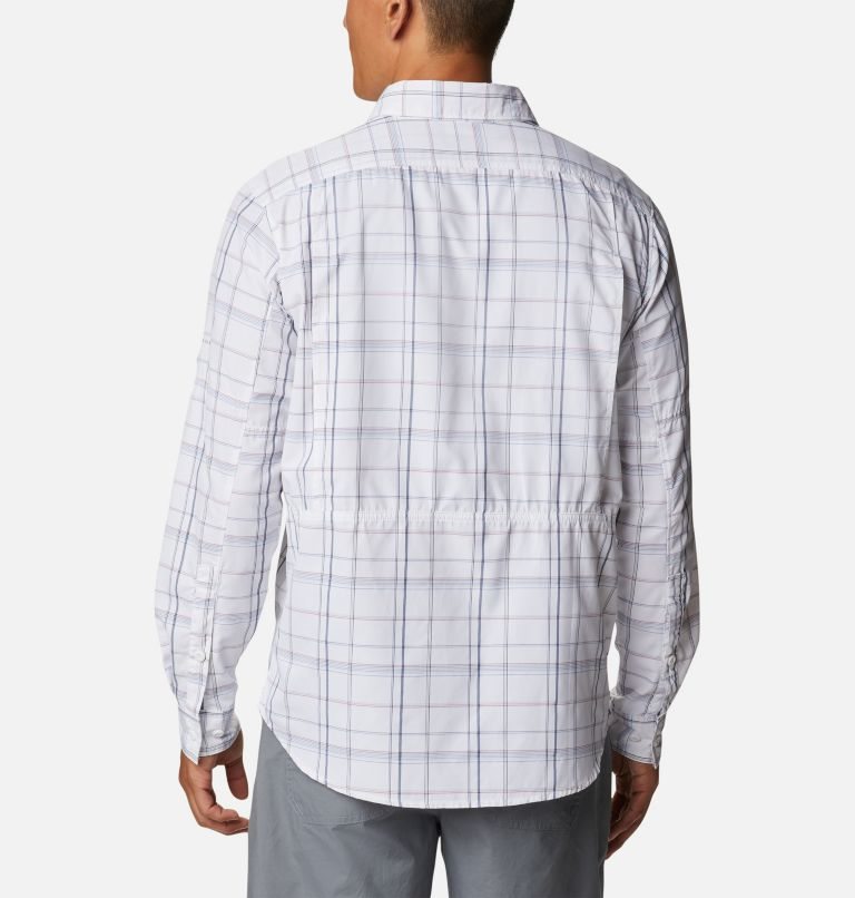 Men's Columbia Silver Ridge 2.0 Plaid Long Sleeve Shirts White | CA-D360A