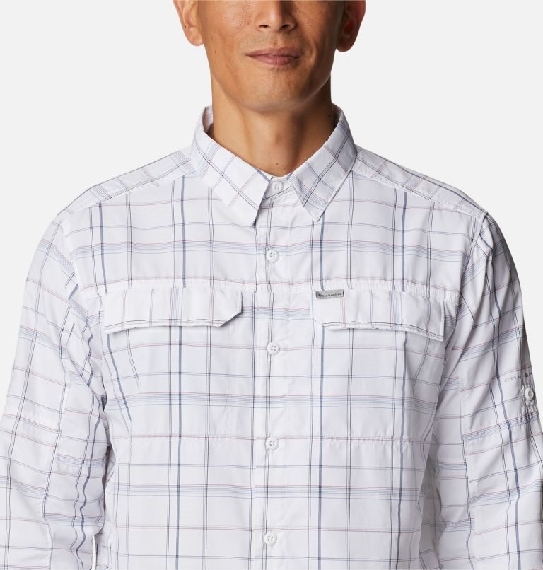 Men's Columbia Silver Ridge 2.0 Plaid Long Sleeve Shirts White | CA-D360A