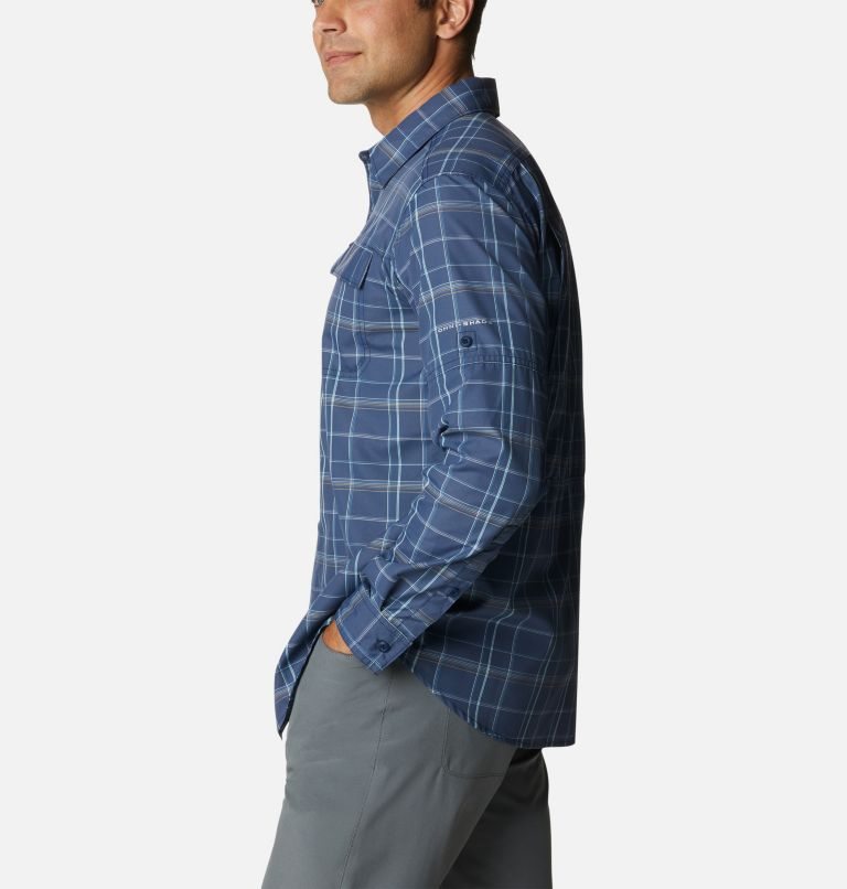 Men's Columbia Silver Ridge 2.0 Plaid Long Sleeve Shirts Navy | CA-IC856