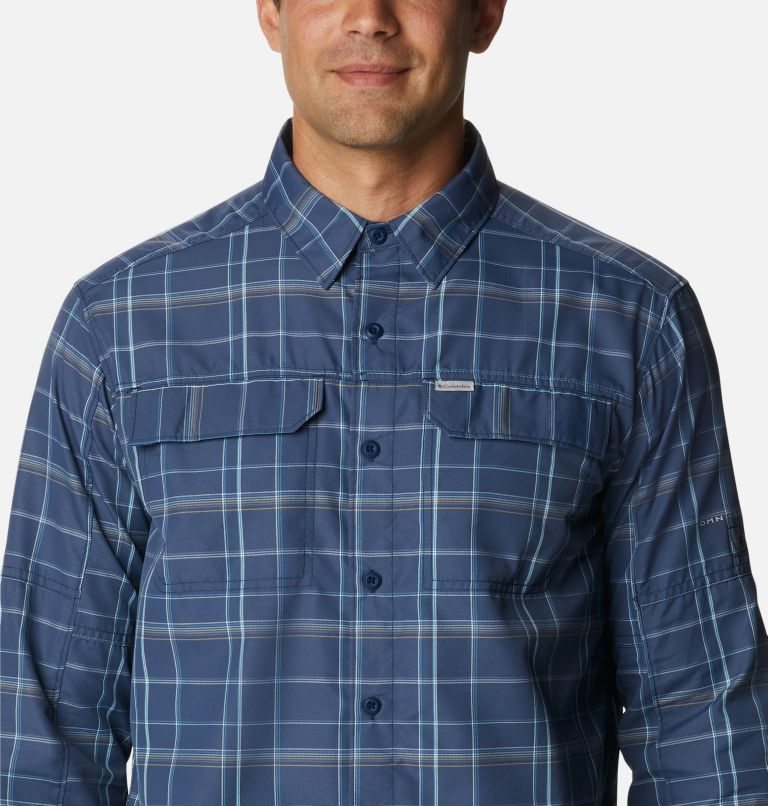 Men's Columbia Silver Ridge 2.0 Plaid Long Sleeve Shirts Navy | CA-IC856