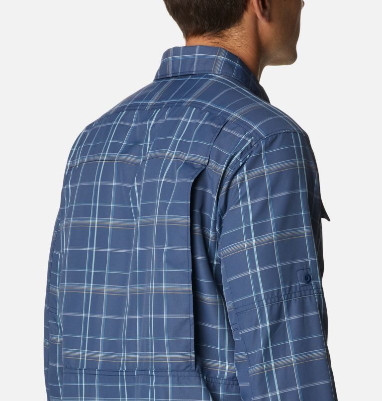 Men's Columbia Silver Ridge 2.0 Plaid Long Sleeve Shirts Navy | CA-IC856