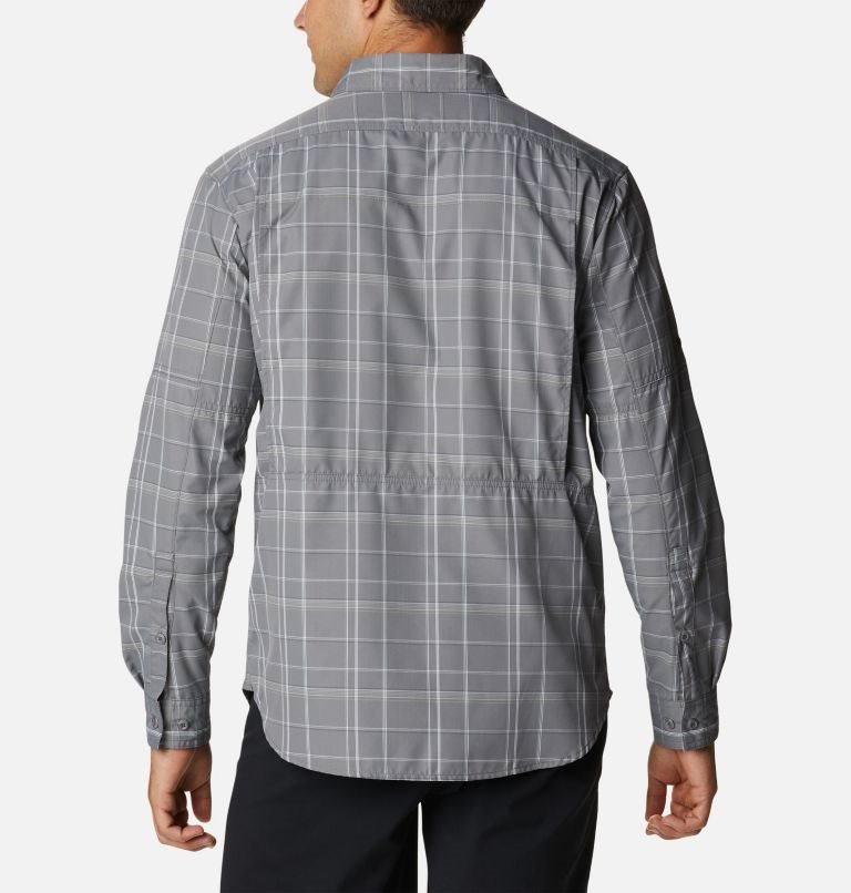 Men's Columbia Silver Ridge 2.0 Plaid Long Sleeve Shirts Grey | CA-O5418