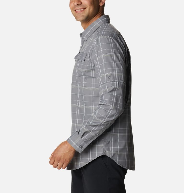 Men's Columbia Silver Ridge 2.0 Plaid Long Sleeve Shirts Grey | CA-O5418