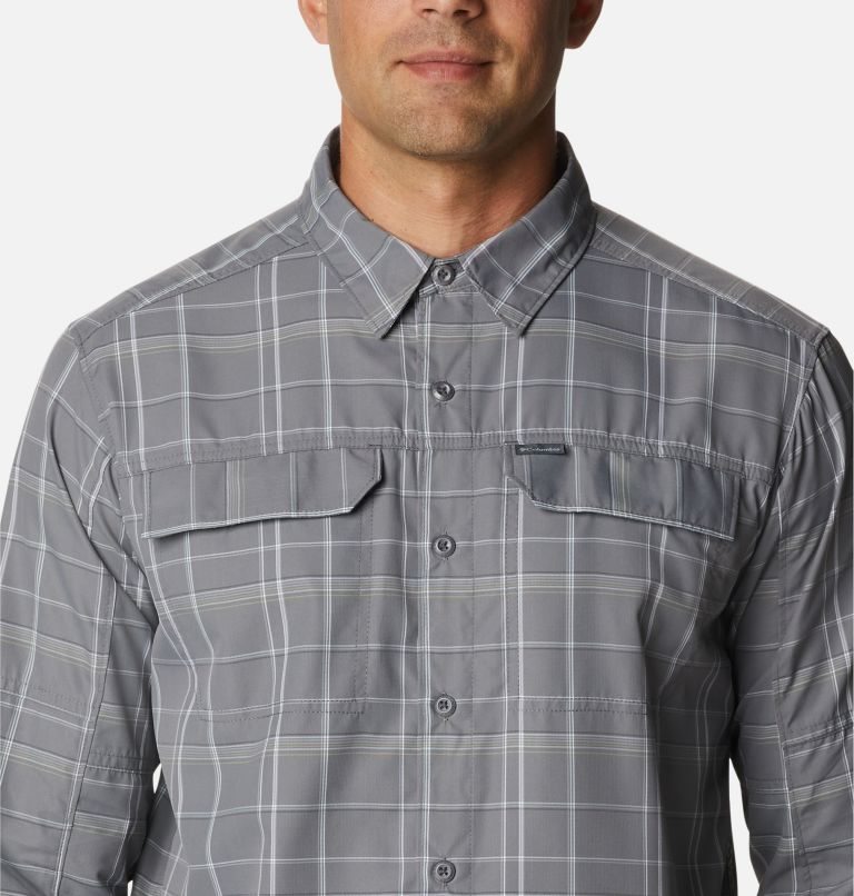 Men's Columbia Silver Ridge 2.0 Plaid Long Sleeve Shirts Grey | CA-O5418