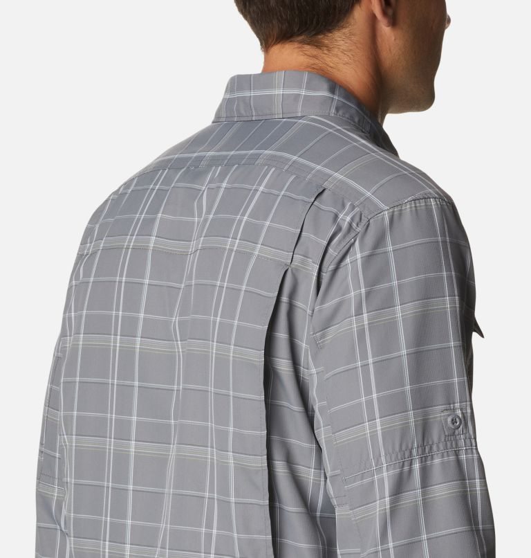 Men's Columbia Silver Ridge 2.0 Plaid Long Sleeve Shirts Grey | CA-O5418