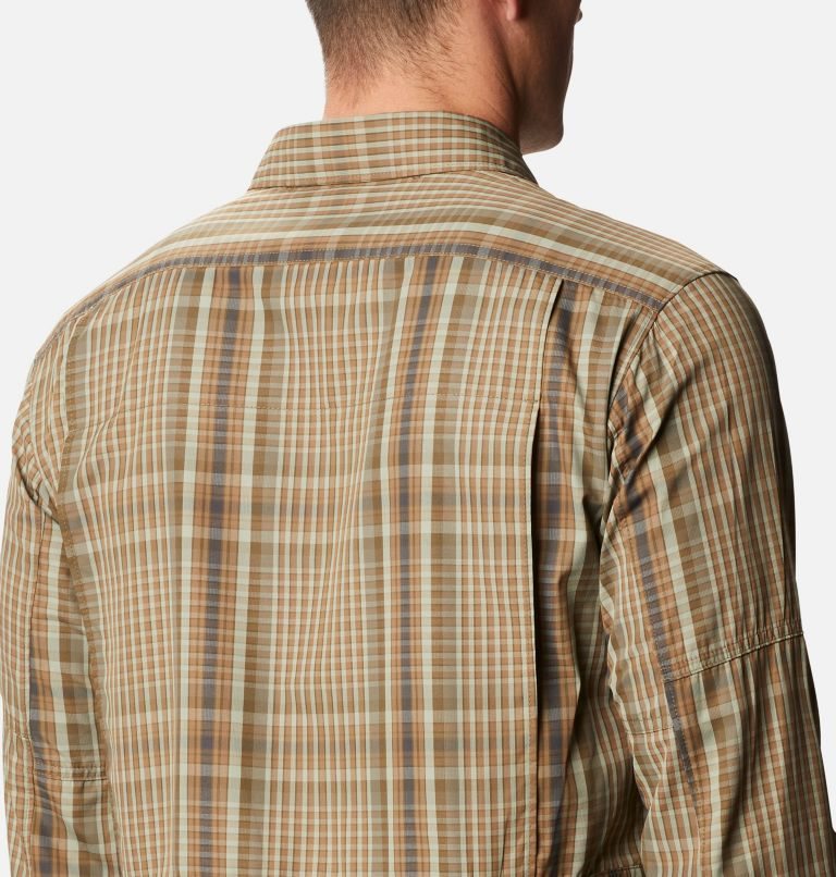 Men's Columbia Silver Ridge 2.0 Plaid Long Sleeve Shirts Light Brown | CA-Z165C