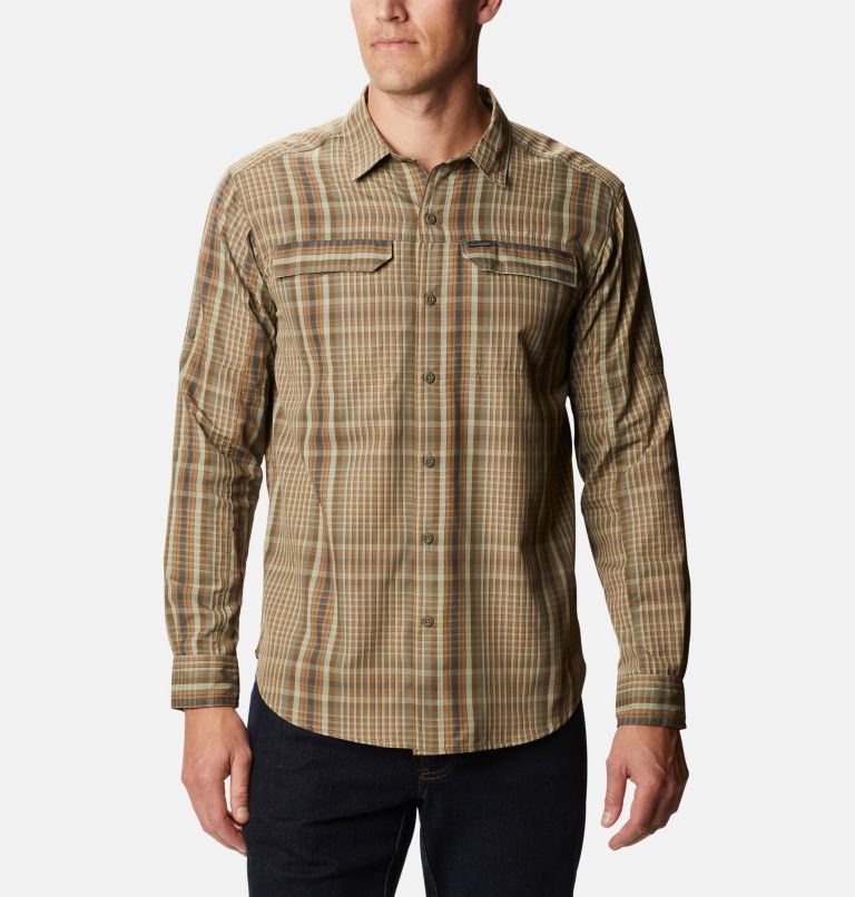 Men\'s Columbia Silver Ridge 2.0 Plaid Long Sleeve Shirts Light Brown | CA-Z165C