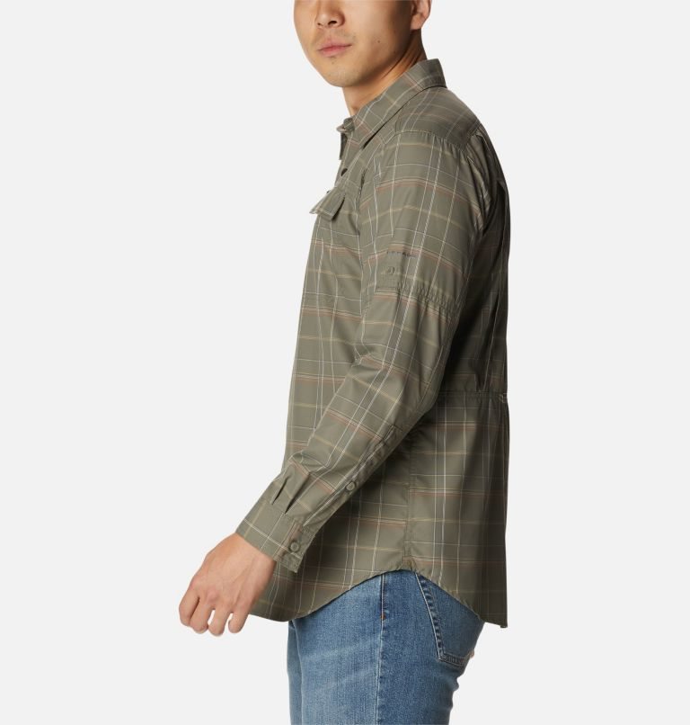 Men's Columbia Silver Ridge 2.0 Plaid Long Sleeve Shirts Olive | CA-Z6L3C