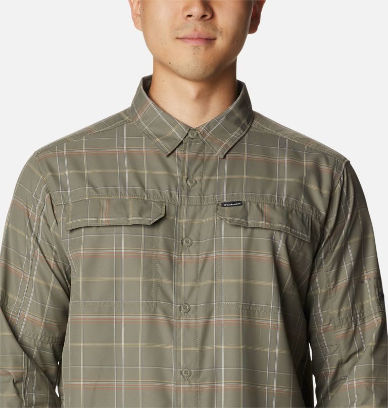 Men's Columbia Silver Ridge 2.0 Plaid Long Sleeve Shirts Olive | CA-Z6L3C