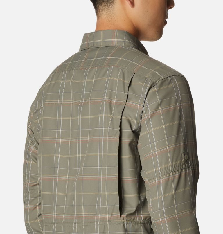 Men's Columbia Silver Ridge 2.0 Plaid Long Sleeve Shirts Olive | CA-Z6L3C