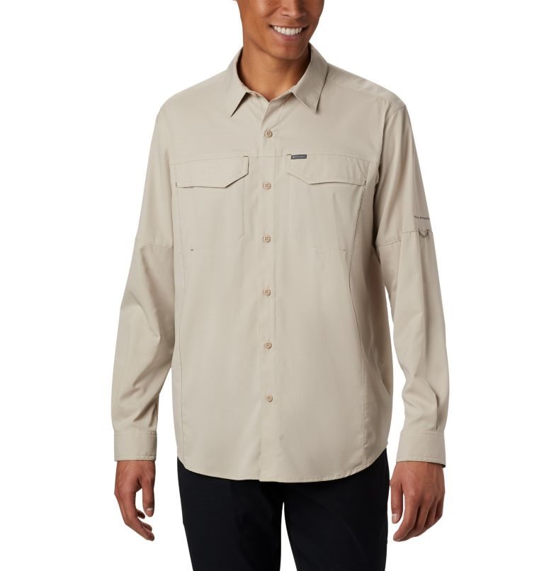 Men\'s Columbia Silver Ridge Lite Long Sleeve Shirts Khaki | CA-F4L05