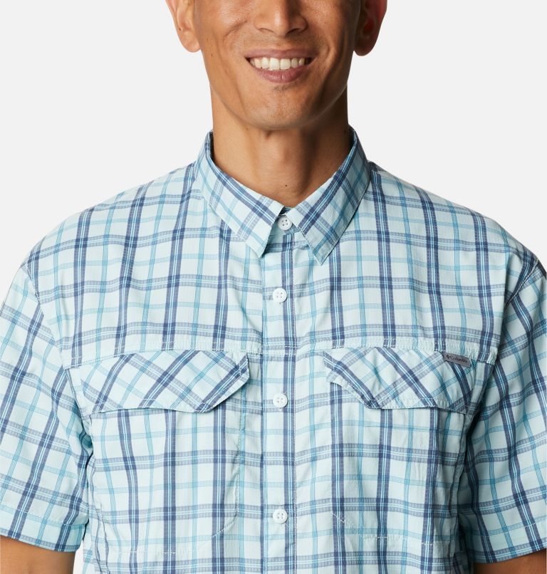 Men's Columbia Silver Ridge Lite Plaid Short Sleeve Shirts Turquoise | CA-U1A8L