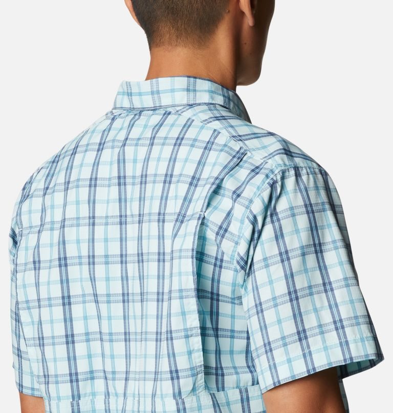 Men's Columbia Silver Ridge Lite Plaid Short Sleeve Shirts Turquoise | CA-U1A8L