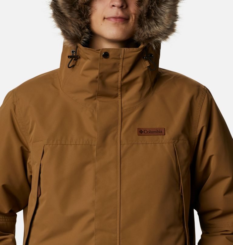 Men's Columbia South Canyon Long Down Jackets Brown | CA-A1A06