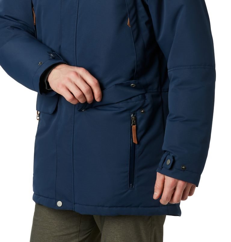 Men's Columbia South Canyon Long Down Jackets Navy | CA-V4AC5