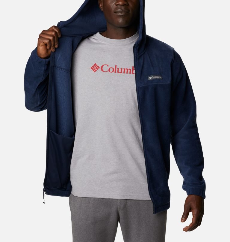 Men's Columbia Steens Mountain Full Zip Hoodie Fleece Jackets Navy | CA-H3A40