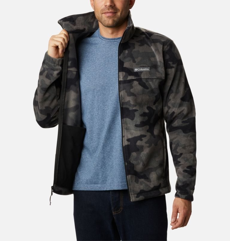 Men's Columbia Steens Mountain Printed Fleece Jackets Camo | CA-R3405