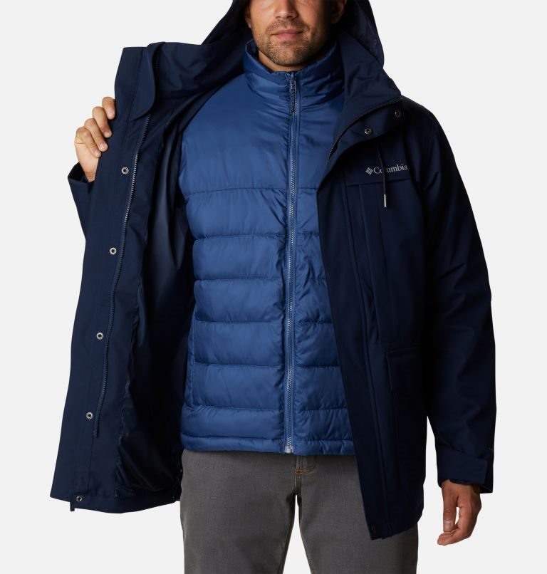 Men's Columbia Stuart Island Omni-Heat Infinity Interchange Jackets Navy | CA-FL5A6