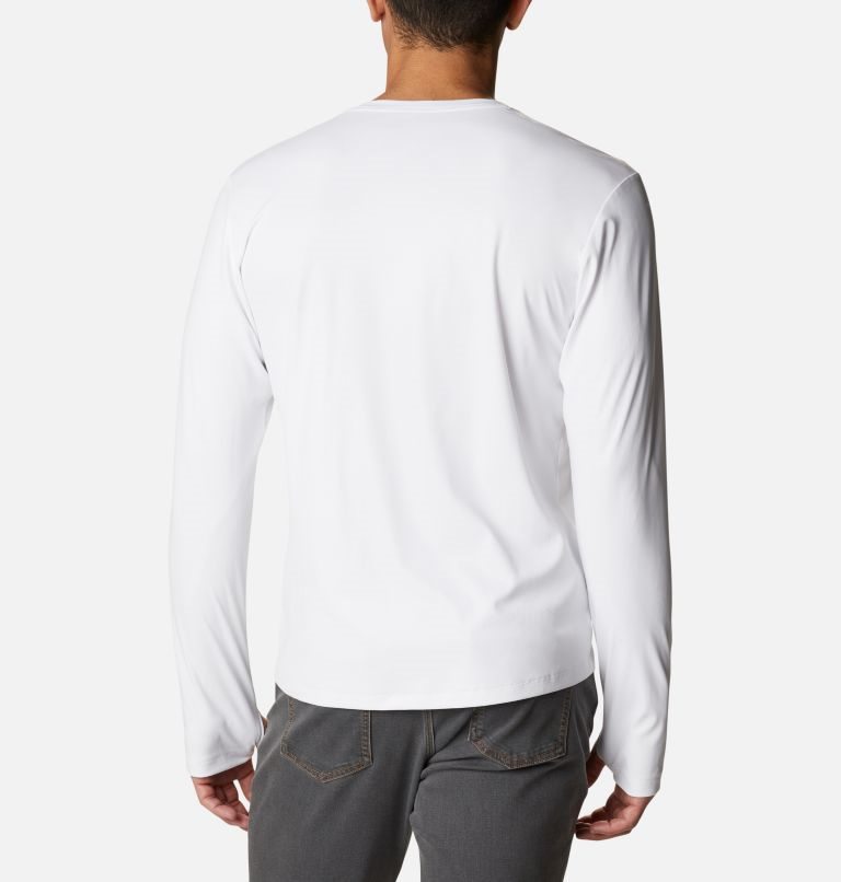 Men's Columbia Sun Deflector Summerdry Long Sleeve Sweatshirts White | CA-T6A34