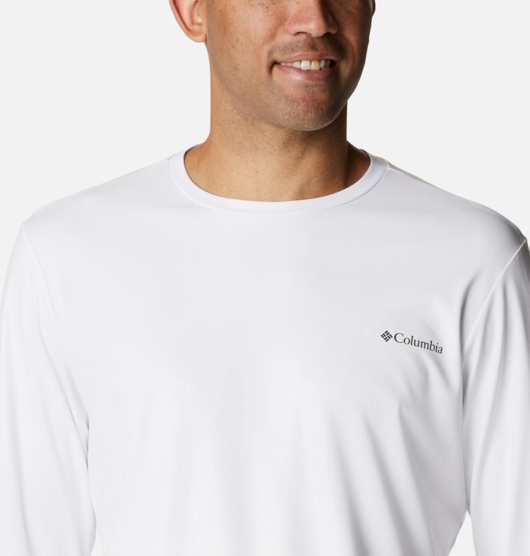 Men's Columbia Sun Deflector Summerdry Long Sleeve Sweatshirts White | CA-T6A34