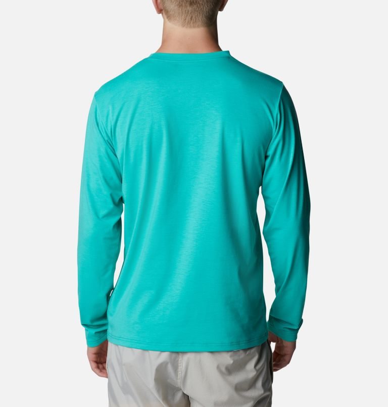 Men's Columbia Sun Trek Long Sleeve Sweatshirts Turquoise | CA-O568C