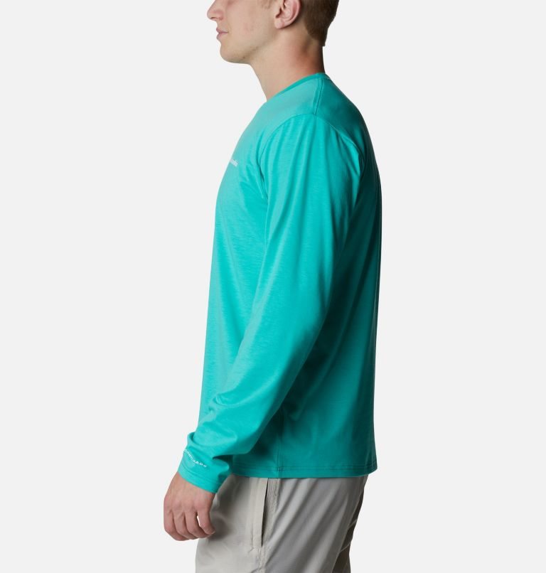 Men's Columbia Sun Trek Long Sleeve Sweatshirts Turquoise | CA-O568C