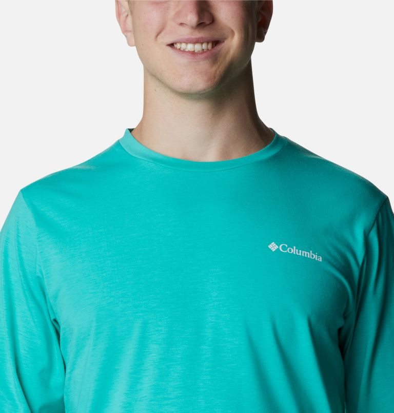 Men's Columbia Sun Trek Long Sleeve Sweatshirts Turquoise | CA-O568C