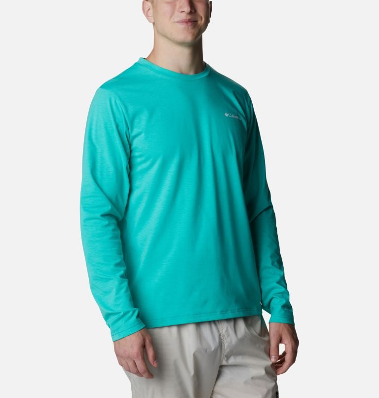 Men's Columbia Sun Trek Long Sleeve Sweatshirts Turquoise | CA-O568C