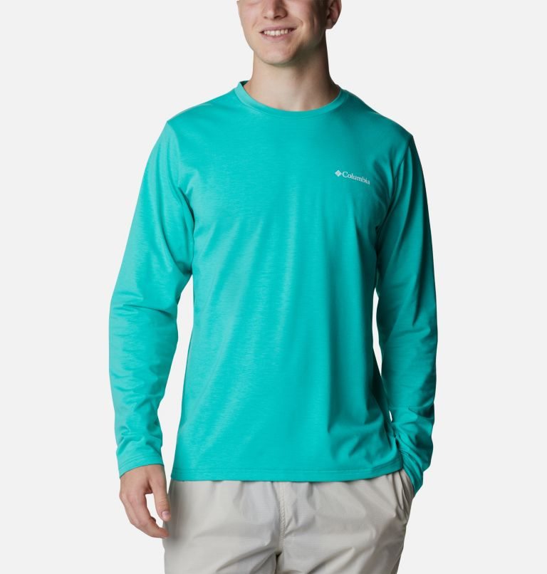 Men\'s Columbia Sun Trek Long Sleeve Sweatshirts Turquoise | CA-O568C