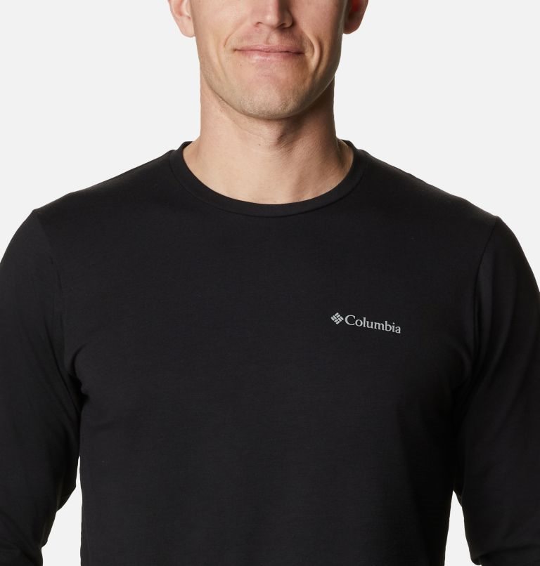 Men's Columbia Sun Trek Long Sleeve Sweatshirts Black | CA-Q8340