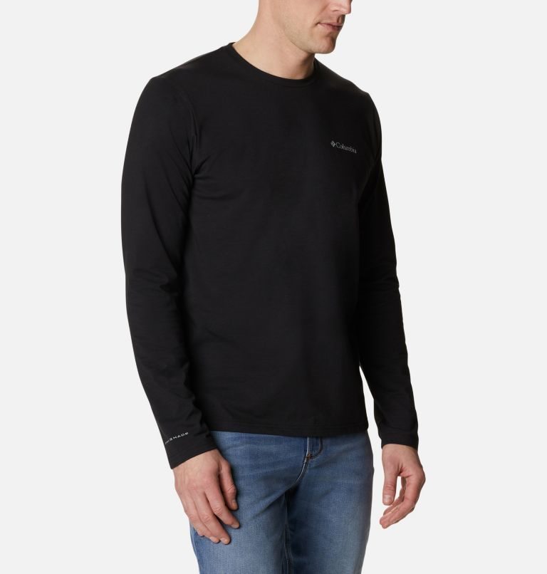 Men's Columbia Sun Trek Long Sleeve Sweatshirts Black | CA-Q8340