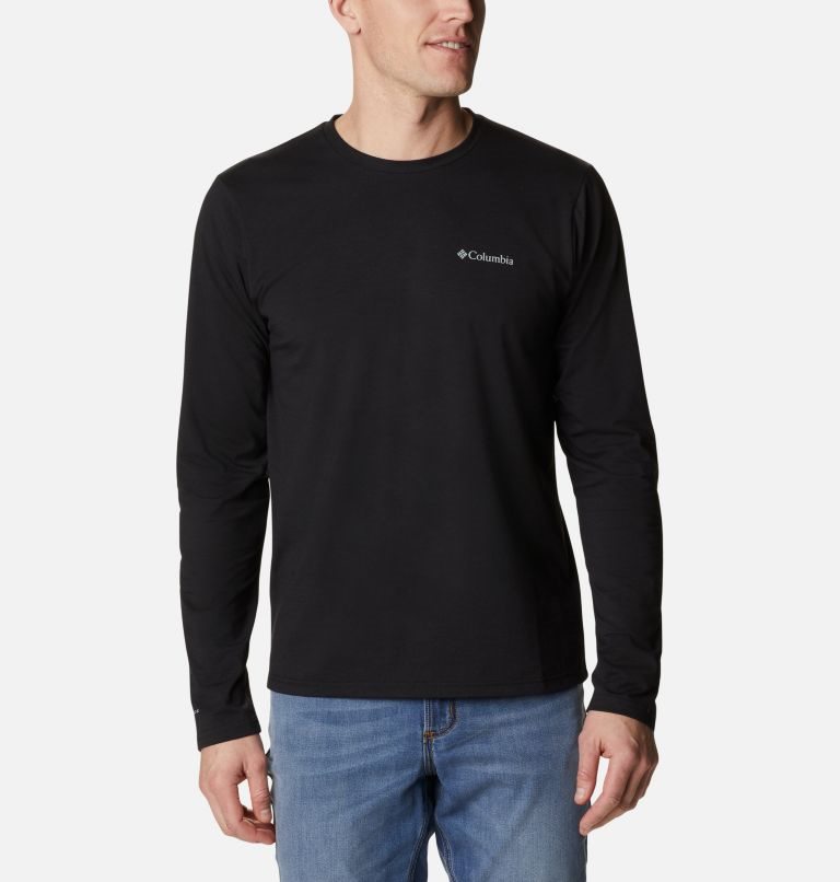 Men\'s Columbia Sun Trek Long Sleeve Sweatshirts Black | CA-Q8340