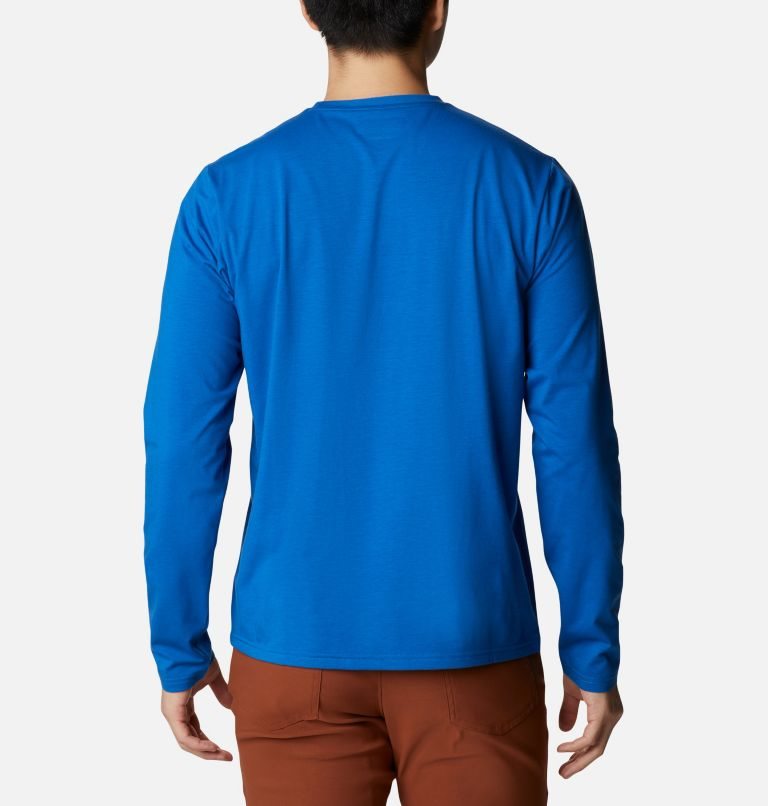 Men's Columbia Sun Trek Long Sleeve Sweatshirts Blue | CA-T5CAL