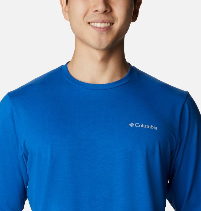 Men's Columbia Sun Trek Long Sleeve Sweatshirts Blue | CA-T5CAL