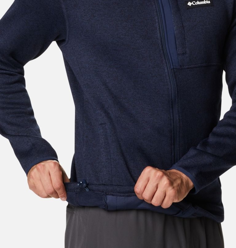 Men's Columbia Sweater Weather Full Zip Fleece Jackets Navy | CA-Y3CA8