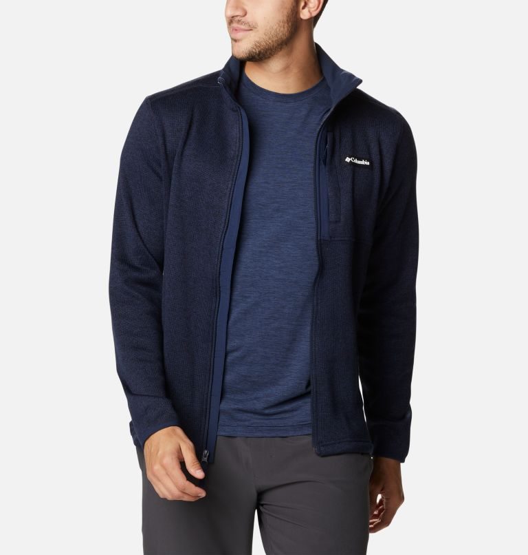 Men's Columbia Sweater Weather Full Zip Fleece Jackets Navy | CA-Y3CA8