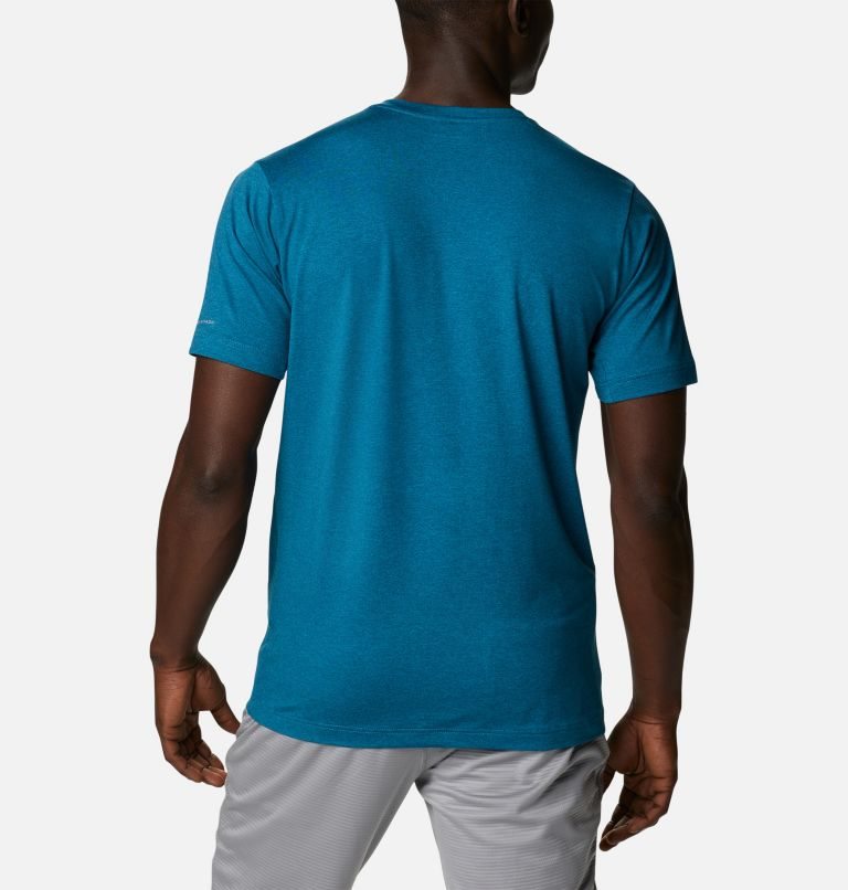 Men's Columbia Tech Trail Crew Neck T Shirts Blue | CA-J1403