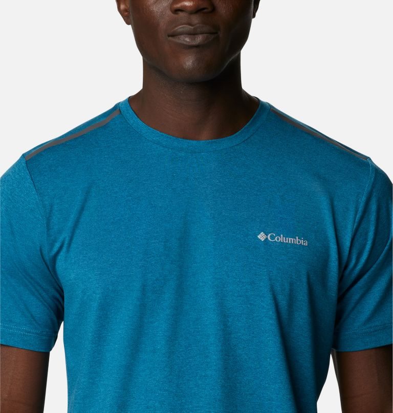 Men's Columbia Tech Trail Crew Neck T Shirts Blue | CA-J1403