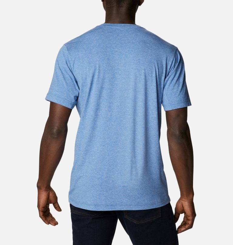 Men's Columbia Tech Trail Crew Neck T Shirts Blue | CA-JC015