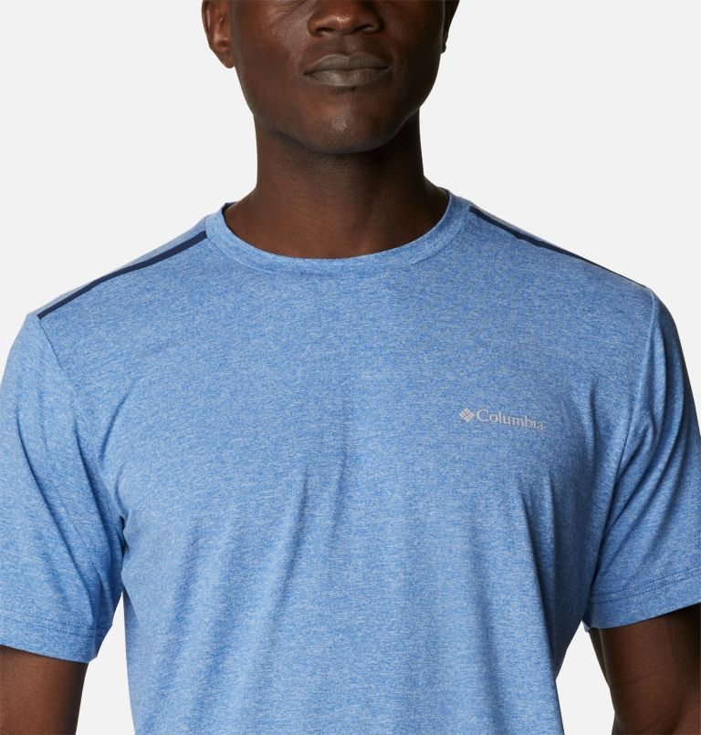 Men's Columbia Tech Trail Crew Neck T Shirts Blue | CA-JC015