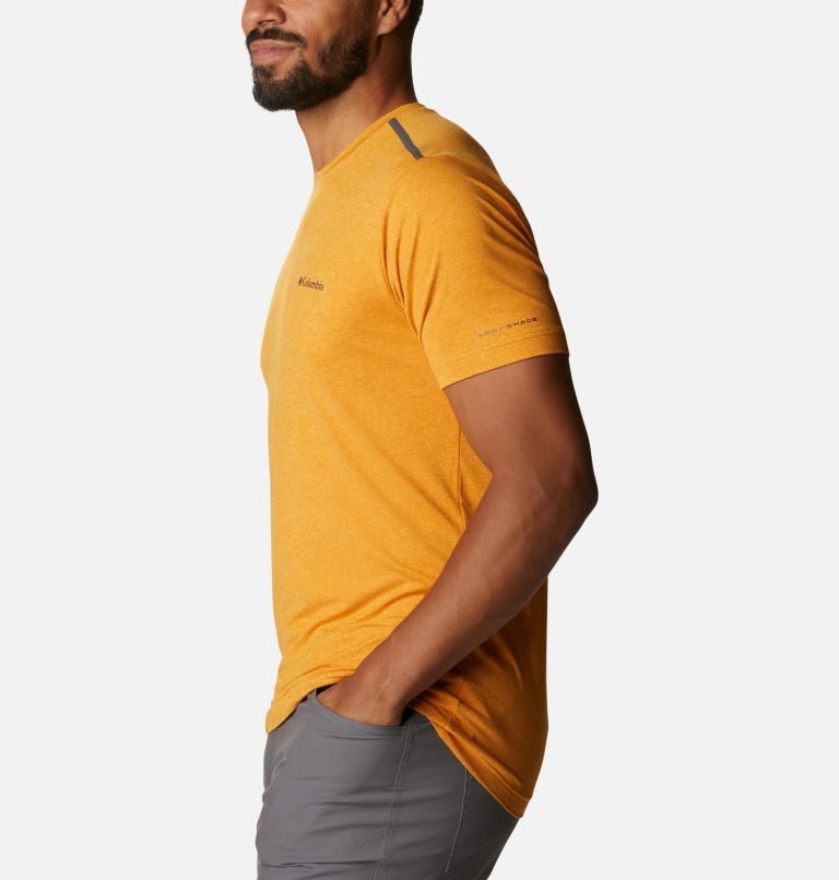 Men's Columbia Tech Trail Crew Neck T Shirts Mango | CA-L3AL4