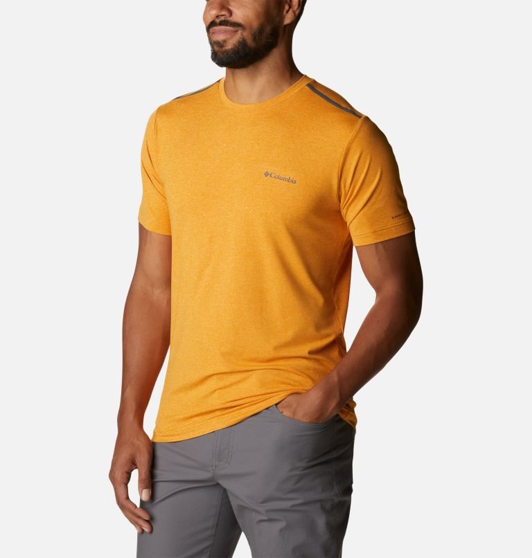 Men's Columbia Tech Trail Crew Neck T Shirts Mango | CA-L3AL4