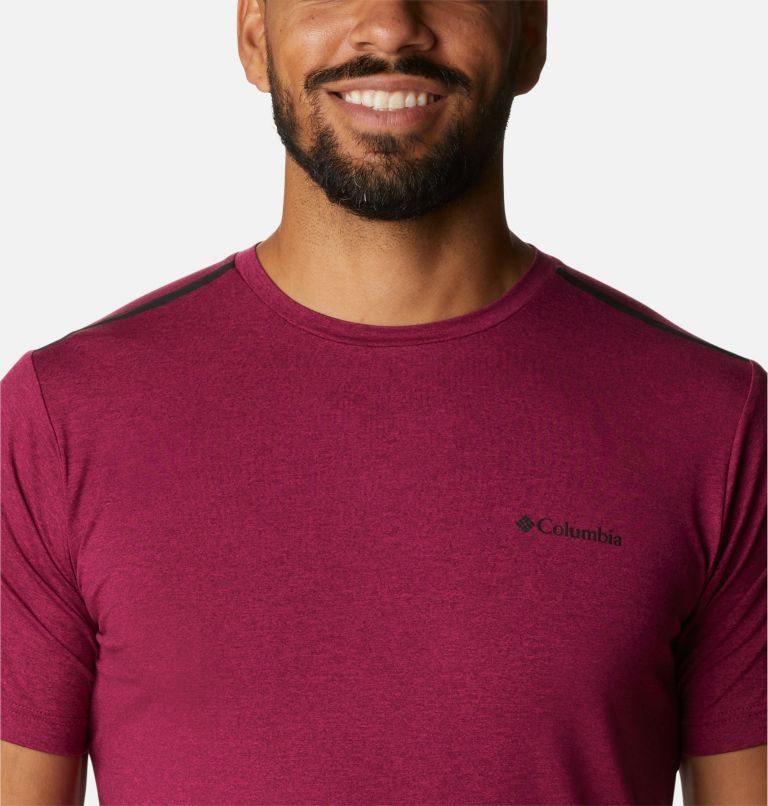 Men's Columbia Tech Trail Crew Neck T Shirts Fuchsia | CA-ZL601