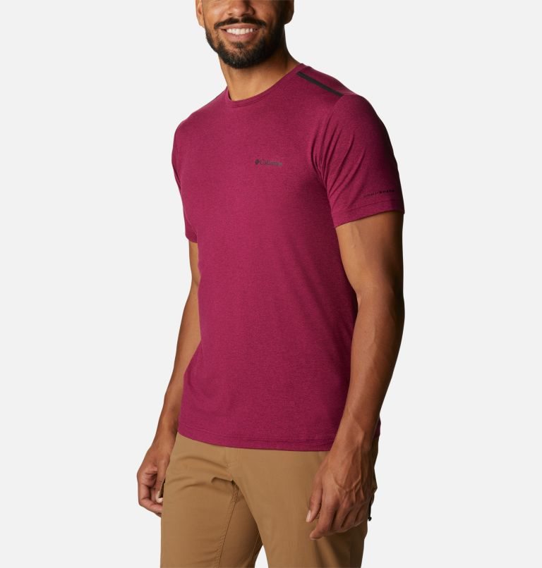 Men's Columbia Tech Trail Crew Neck T Shirts Fuchsia | CA-ZL601