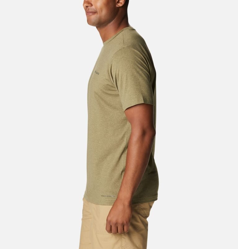 Men's Columbia Tech Trail Graphic T Shirts Olive | CA-A06L4