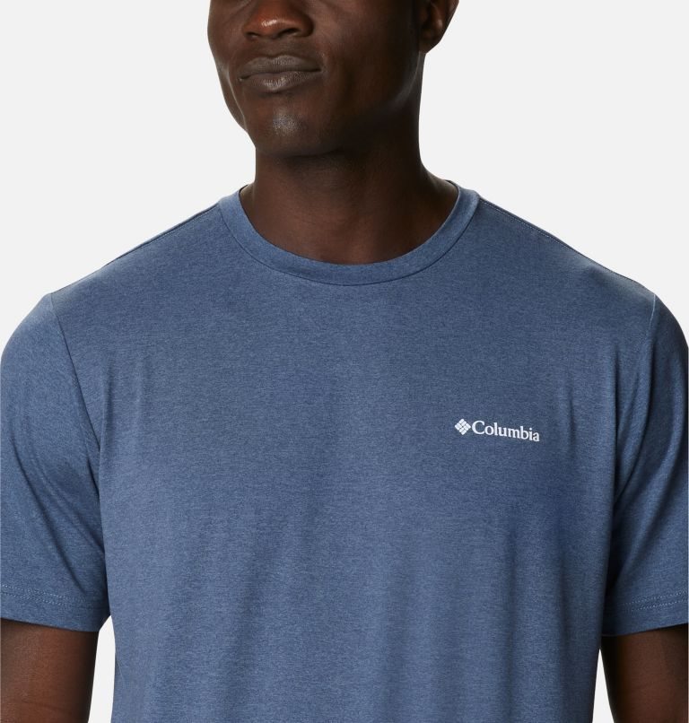 Men's Columbia Tech Trail Graphic T Shirts Blue | CA-D36C8