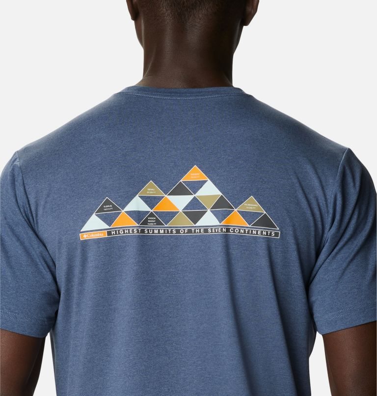 Men's Columbia Tech Trail Graphic T Shirts Blue | CA-D36C8